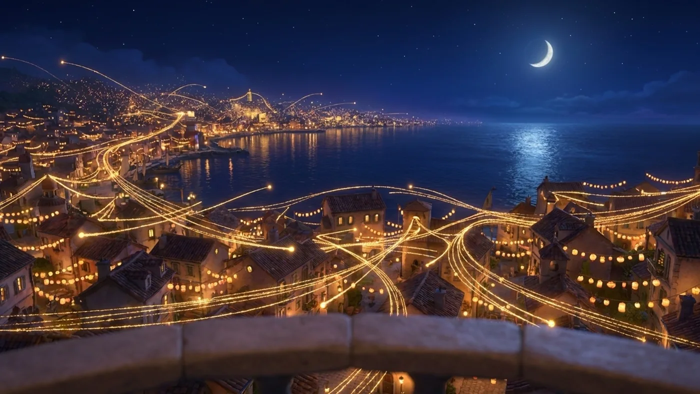夜晚的城市——经线之光如星河流过街巷